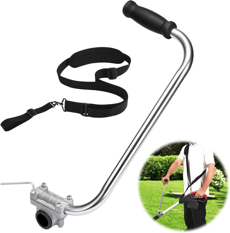ZZM Ergonomic Trimmer Grip, String Trimmers Handle with Shoulder Strap Harness, Weed Eater Handle Extension with Bracket Clamp, Lawn Trimmer Handle Grip for Lawn Care, Landscaping, Yard Trimming Edging - Image 1